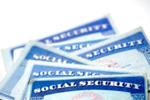 Social security cards in an office in New Jersey.